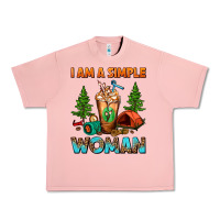 Salmon I Am A Simple Woman Camping Frappe Urban Heavy Tee - FaDigitalArtStudio