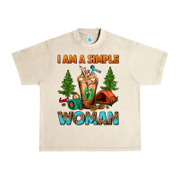 Sandshell I Am A Simple Woman Camping Frappe Urban Heavy Tee - FaDigitalArtStudio