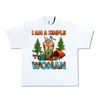 White I Am A Simple Woman Camping Frappe Urban Heavy Tee - FaDigitalArtStudio