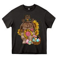 Asphalt Western Rabbit with sunflowers Easter Day Heavy Core Tee - HowdyJamesFarm