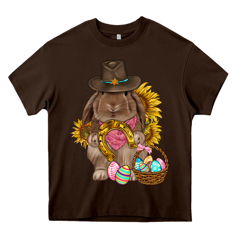 Western Rabbit With Sunflowers Easter Day Heavy Core Tee by HowdyJamesFarm | Teevron