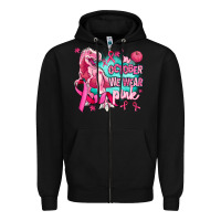Black dinosaur  in october we wear pink Zipper Hoodie - AdoDesignShop