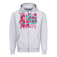 Heather Grey dinosaur  in october we wear pink Zipper Hoodie - AdoDesignShop