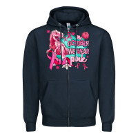 Navy dinosaur  in october we wear pink Zipper Hoodie - AdoDesignShop