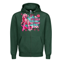 Sports Green dinosaur  in october we wear pink Zipper Hoodie - AdoDesignShop