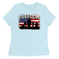 Baby Blue Freedom 4th of july Ladies Tee - CowGirlArtShop