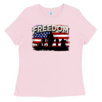 Bubblegum Pink Freedom 4th of july Ladies Tee - CowGirlArtShop