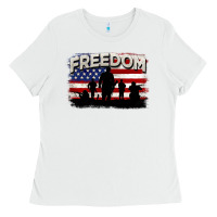 White Freedom 4th of july Ladies Tee - CowGirlArtShop