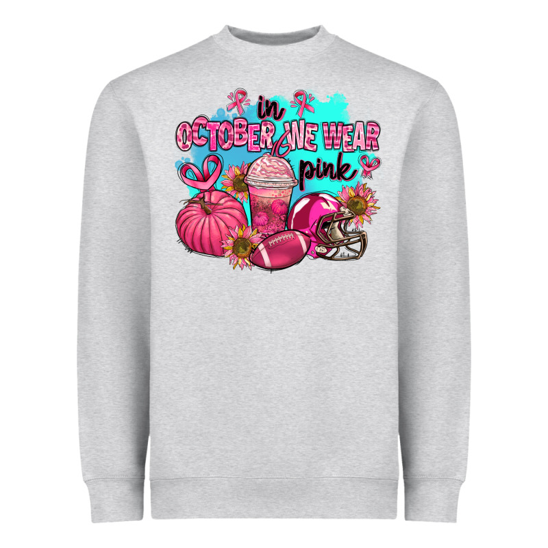 In October We Wear Pink American Football Heavyweight Sweatshirt by AdoDesignShop | Teevron