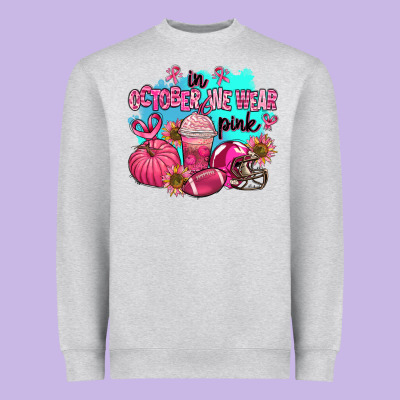 In October We Wear Pink American Football Heavyweight Sweatshirt Designed By Adodesignshop