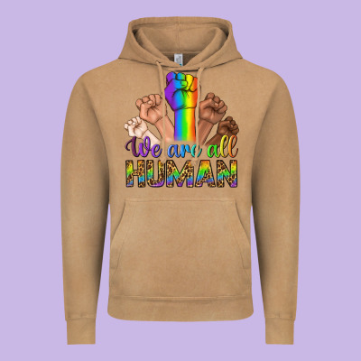 We Are All Human Vintage Hoodie Designed By Bundleandbundleshop