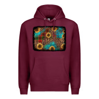 Burgundy christmas sunflowers and buffalo plaid background Premium Hoodie - Jasminsmagicworld