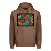 Chestnut christmas sunflowers and buffalo plaid background Premium Hoodie - Jasminsmagicworld