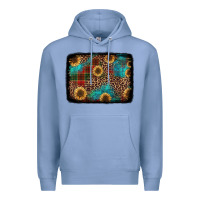 Colony Blue christmas sunflowers and buffalo plaid background Premium Hoodie - Jasminsmagicworld