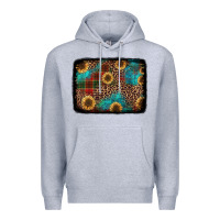 Heather Grey christmas sunflowers and buffalo plaid background Premium Hoodie - Jasminsmagicworld