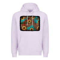Lilac christmas sunflowers and buffalo plaid background Premium Hoodie - Jasminsmagicworld