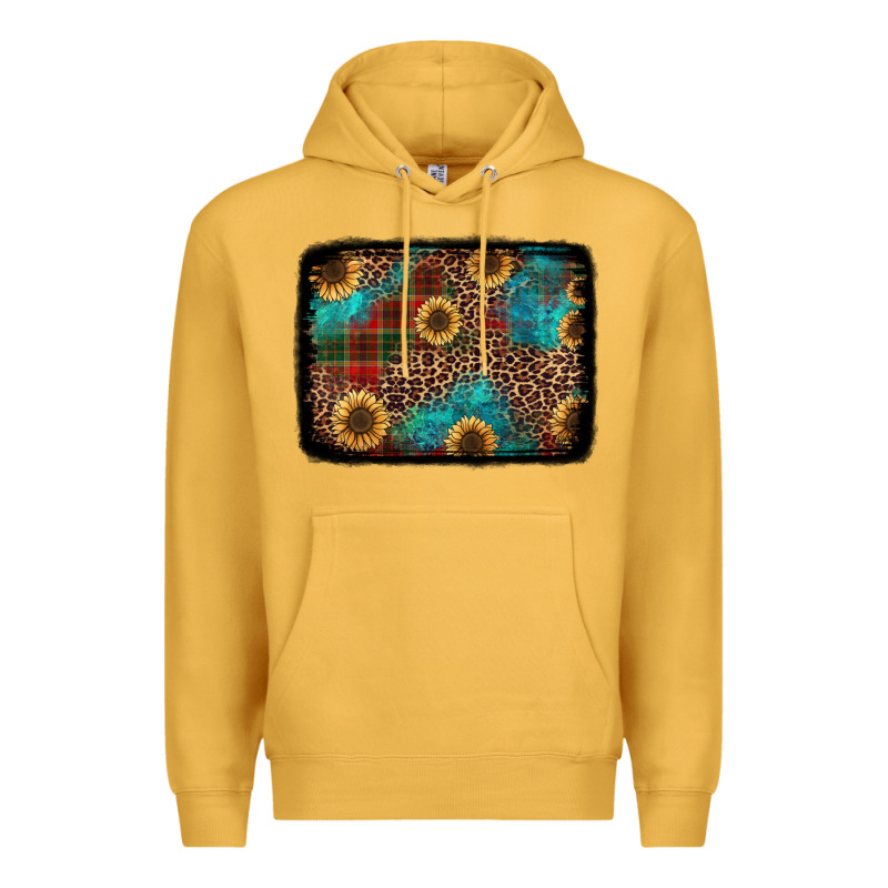 Christmas Sunflowers And Buffalo Plaid Background Premium Hoodie by Jasminsmagicworld | Teevron