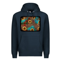 Navy christmas sunflowers and buffalo plaid background Premium Hoodie - Jasminsmagicworld