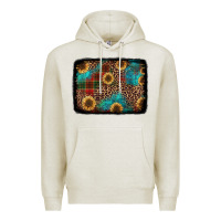 Oatmeal Heather christmas sunflowers and buffalo plaid background Premium Hoodie - Jasminsmagicworld