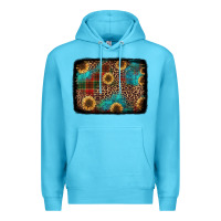 Ocean Blue christmas sunflowers and buffalo plaid background Premium Hoodie - Jasminsmagicworld
