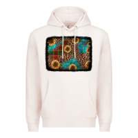Pale Pink christmas sunflowers and buffalo plaid background Premium Hoodie - Jasminsmagicworld