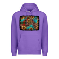 Purple christmas sunflowers and buffalo plaid background Premium Hoodie - Jasminsmagicworld