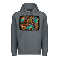 Rock christmas sunflowers and buffalo plaid background Premium Hoodie - Jasminsmagicworld