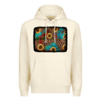 Sandshell christmas sunflowers and buffalo plaid background Premium Hoodie - Jasminsmagicworld