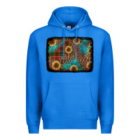 True Royal christmas sunflowers and buffalo plaid background Premium Hoodie - Jasminsmagicworld
