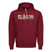 Burgundy tis the season with christmas cake Zipper Hoodie - AdoDesignShop