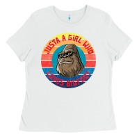 Retro Sunset Just A Girl Who Loves Bigfoot Ladies Tee | Teevron