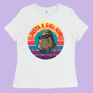 Retro Sunset Just A Girl Who Loves Bigfoot Ladies Tee Designed By Artisfamous