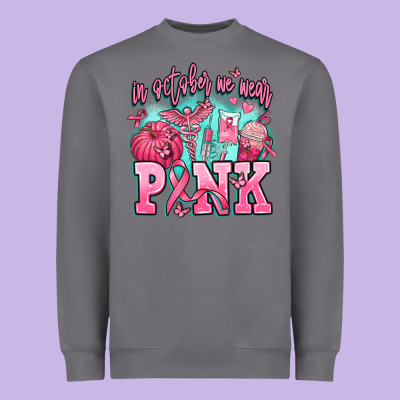 In October We Wear Pink Heavyweight Sweatshirt Designed By Adodesignshop
