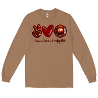 Toasted Coconut Peace Love Firefighter Long Sleeve Tee - RanaPortraitStore
