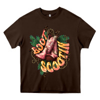 Chocolate Brown Boots scootin Heavy Core Tee - HowdyJamesFarm