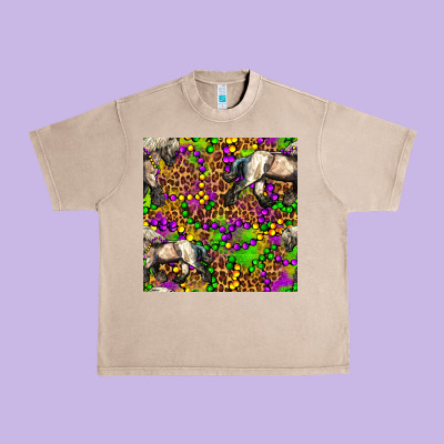Mardi Gras Leopard Horse Seamless Pattern Urban Heavy Tee Designed By Fadigitalartstudio