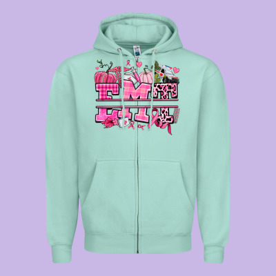 Emt Cancer And Fall Zipper Hoodie Designed By Adodesignshop