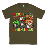 Army Green merry christmas crew tractor Classic Tee - CowGirlArtShop