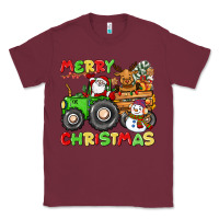 Burgundy merry christmas crew tractor Classic Tee - CowGirlArtShop