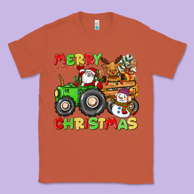 Merry Christmas Crew Tractor Classic Tee Designed By Cowgirlartshop