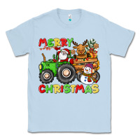 Dusty Blue merry christmas crew tractor Classic Tee - CowGirlArtShop