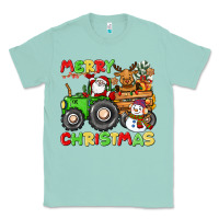 Seafoam merry christmas crew tractor Classic Tee - CowGirlArtShop