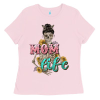 Bubblegum Pink Mom life with skull Mother's Day Ladies Tee - CowGirlArtShop