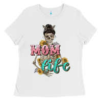 White Mom life with skull Mother's Day Ladies Tee - CowGirlArtShop