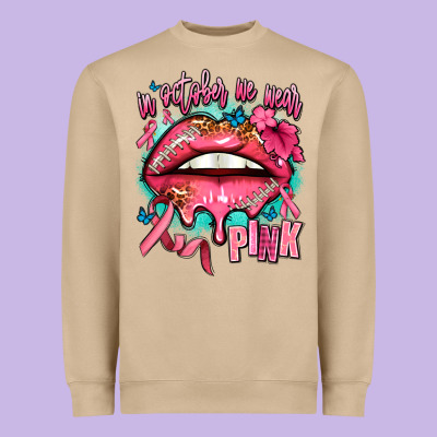 In October We Wear Pink  Lips Heavyweight Sweatshirt Designed By Adodesignshop
