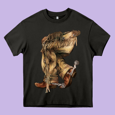 Cowboy Boots Western Heavy Core Tee Designed By Howdyjamesfarm
