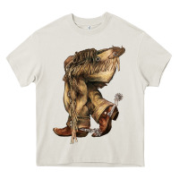 Cream Cowboy boots western Heavy Core Tee - HowdyJamesFarm