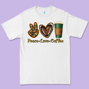 Peace Love Coffee Premium Tee Designed By Jasminsmagicworld