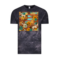 Cloud Black Western Horse Sunflowers Gemstone Seamless Pattern Vintage Tee - FaDigitalArtStudio