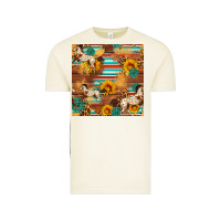 Vintage Arctic Western Horse Sunflowers Gemstone Seamless Pattern Vintage Tee - FaDigitalArtStudio